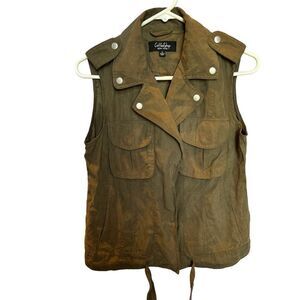 Coffee shop boho vest olive green Small